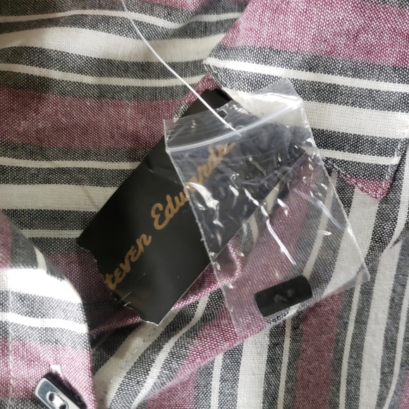 Peasant Core Retro Button Down Top Tunic Small Asymmetrical Striped Indie NEW - Picture 9 of 9